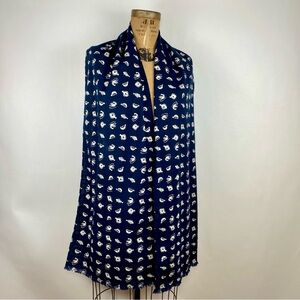 Jack Spade navy linen fish print scarf